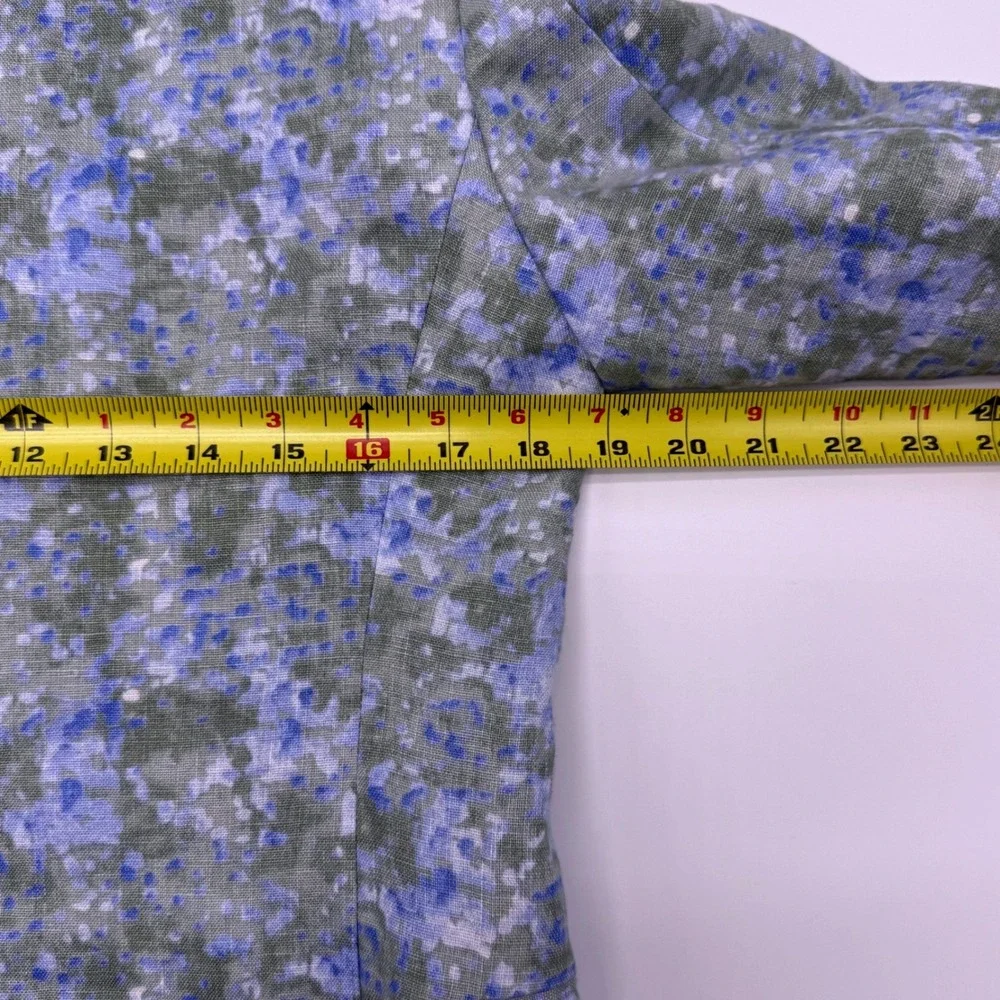 Tallia Mens‎ 36S Linen Sport Coat Blazer Green/Blue Abstract Floral Print